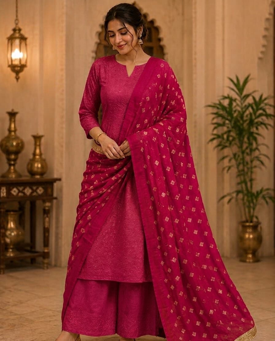 Maroon Silk Dupatta