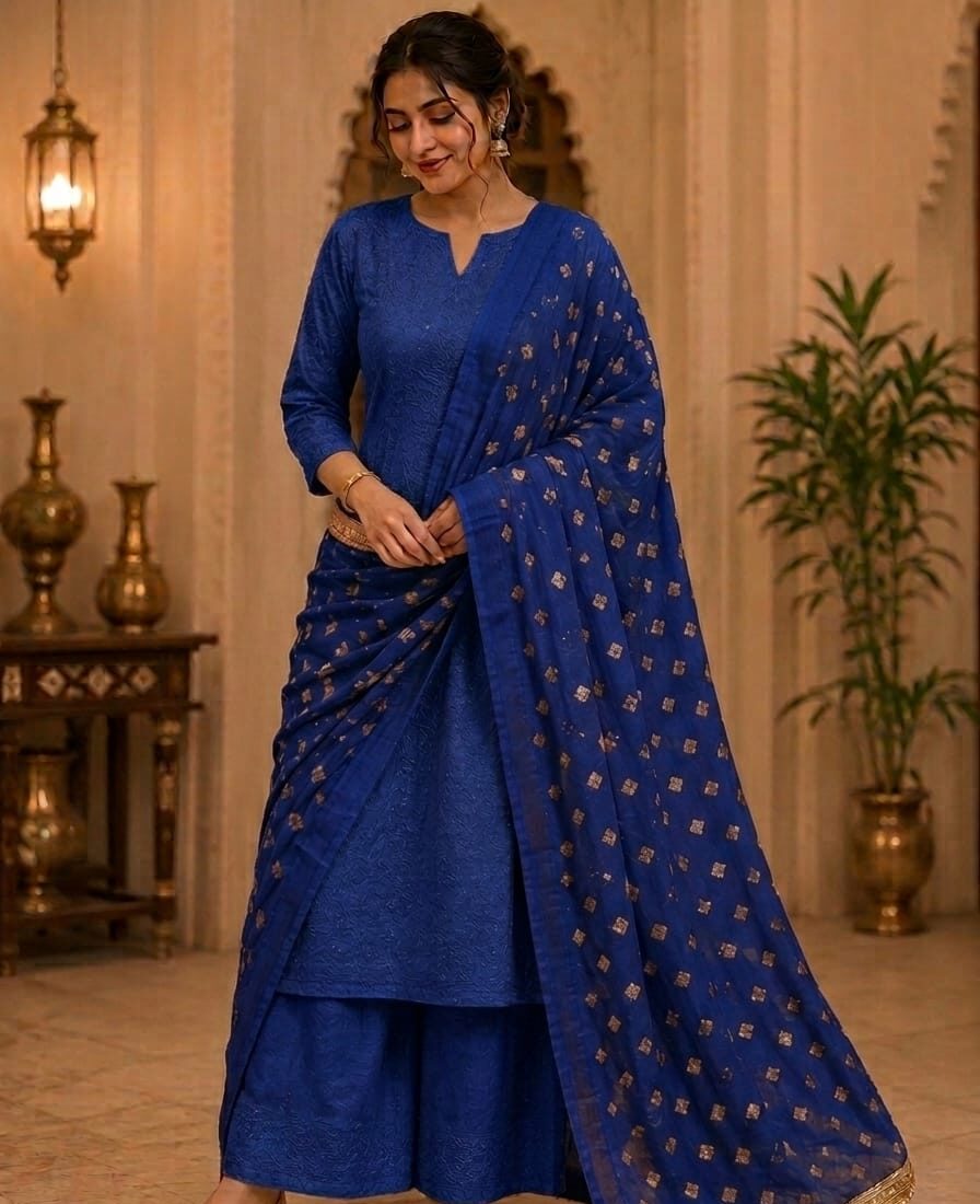 Blue Silk Dupatta