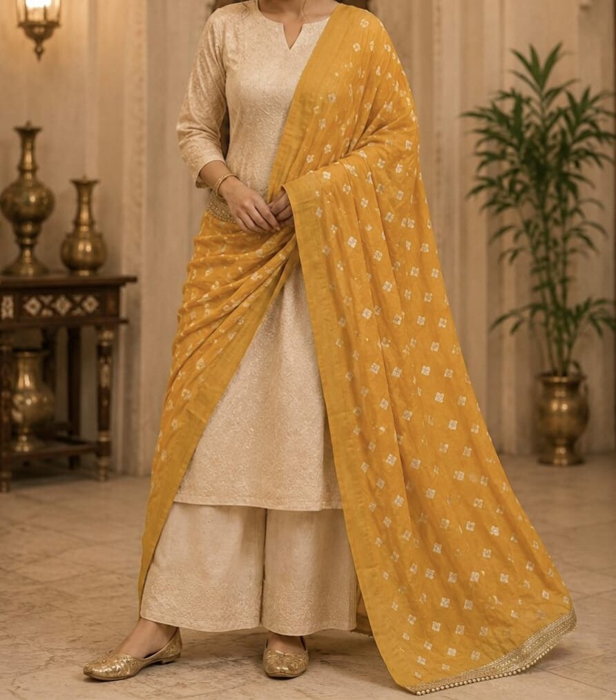Yellow Bandhani Dupatta